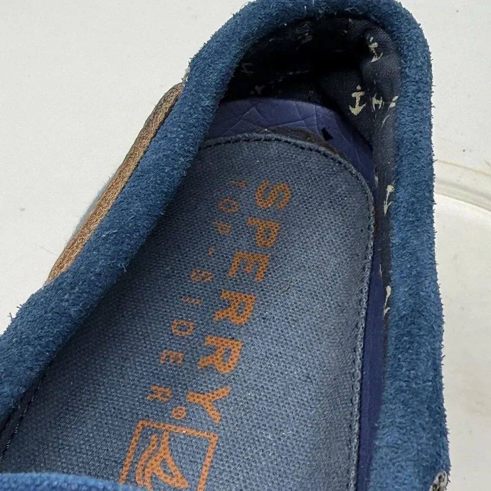 Sperry Top Sider Boat Shoes Mens 11.5 M Blue Canvas Suede 2 Eye Moccasins Preppy